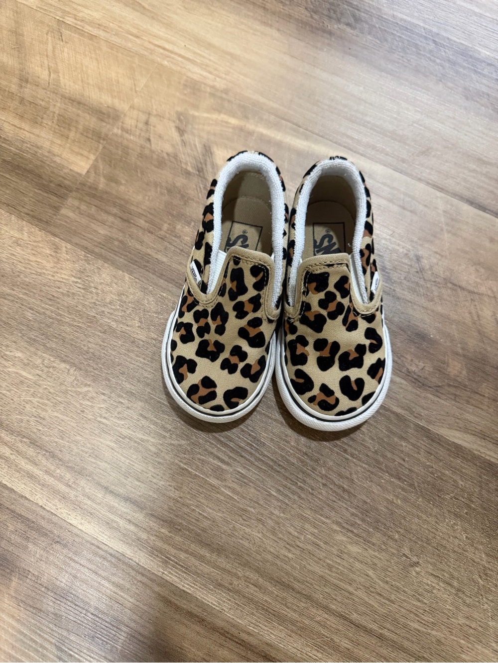 Keds Kids Slip-On Sneakers in Tan and Black Leopard Print